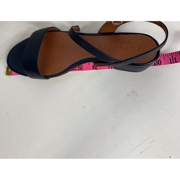 Coach Black Leather 2" Block Heel Gold Hardware Sandals Shoes Size 7 - Picture 10 of 13